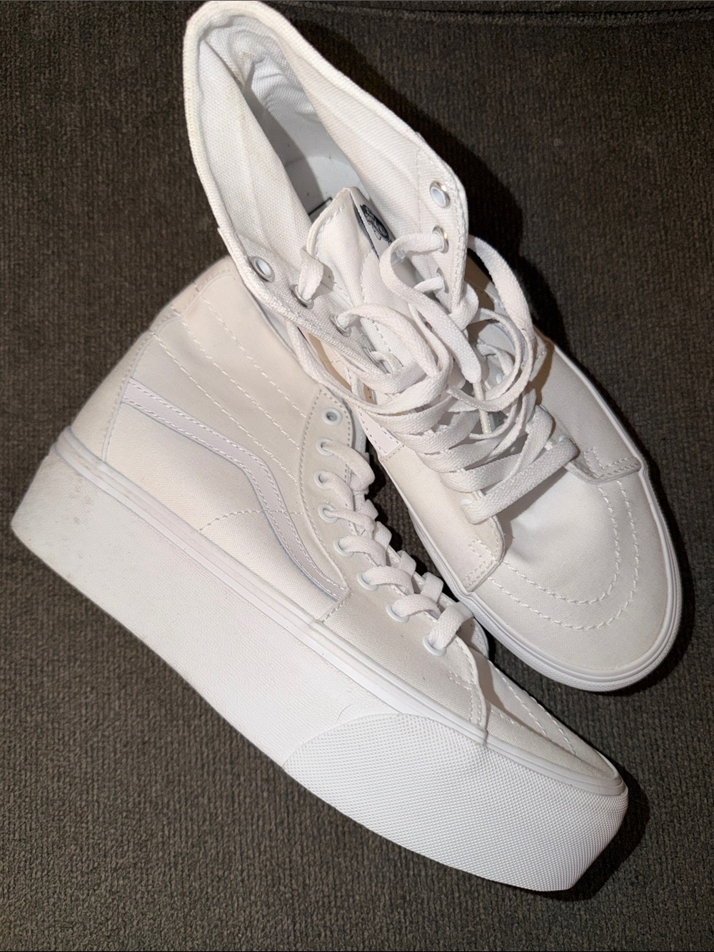 Vans Classic White High-Top Canvas Platform Sneakers - Women's 10